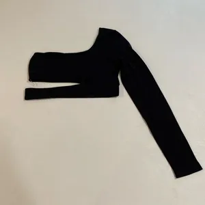 Garage Black One Shoulder Long Sleeve Cutout Crop Top Women’s Size M thumbnail 2