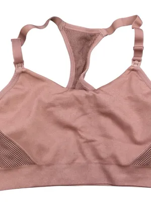 Auden Nursing Maternity Seamless Racerback Wireless Bralette - Dusty Rose Pink thumbnail 2