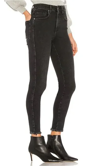 Free People High Rise Raw Hem Jegging Skinny Jeans Women’s 31 Faded Black thumbnail 1