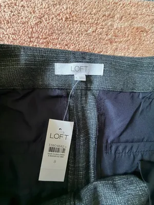 NWT LOFT Gray Plaid Tie Waist Tapered Ankle Pants Size 8 thumbnail 4