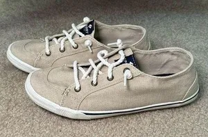 Women’s Sperry No Lace Rope String Sneakers Flats Oatmeal Tan Size 8 thumbnail 1