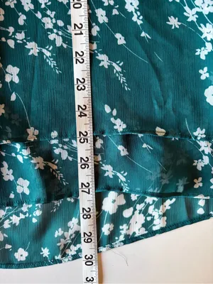 Cristina B Womens Blouse Tank top layered front Teal Floral Design Size Large thumbnail 3