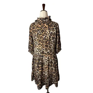 Especia Palmar Leopard Dress Women Small Brown Tassel Tiered Mini Animal‎ Anthro thumbnail 3