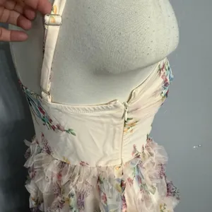 Cider 2 Piece Cottage Ruffle Midi Ruffled Dress with Pink Cardigan, M thumbnail 4