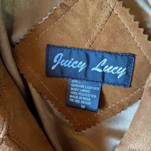 JUICY LUCY Tan/Brown Leather Suede Jacket Size M thumbnail 9
