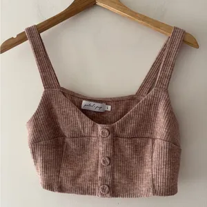 Petal & Pup‎ Brown Knit Cropped Tank Top Buttons thumbnail 1