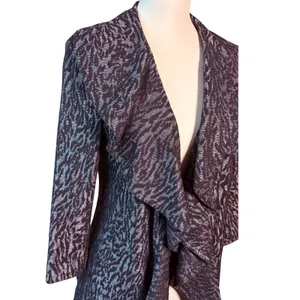 Kasper Womens Metallic Silver Black Zebra Print Ruffle Open Front Jacket Size 6 thumbnail 2