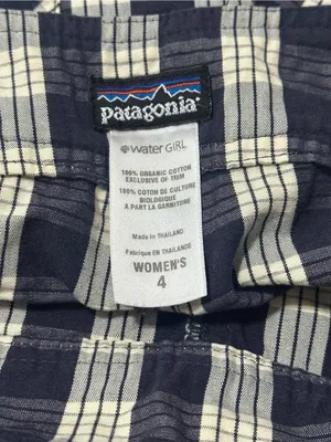 Patagonia Women’s Size 4 Navy Blue White Plaid Side Tie Athletic Water Shorts thumbnail 4