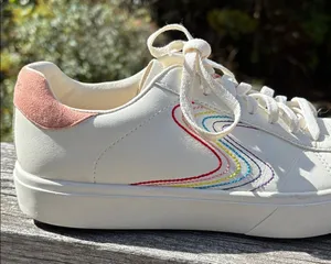 Skechers white rainbow multi Eden LX court sneakers thumbnail 1