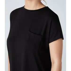 Halara Round Neck Pocket Hem Relax Casual T-Shirt Black Size Small thumbnail 2
