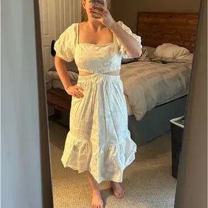 Louna White Prairie Midi Dress XL Cottagecore Cotton Cutout Vacation Party $355 thumbnail 6