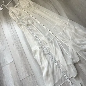 Abercrombie & Fitch Dress sheer chiffon midi womens Cream (large) boho feminine thumbnail 6
