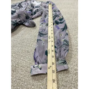 Ivy City Co Sweet Caroline Floral Maxi Dress Size M Lavender Wrap Smocked Sleeve thumbnail 13