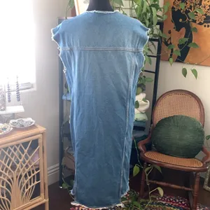 Zara Blue Jean Button Down Knee Length Denim Midi Duster Dress thumbnail 3
