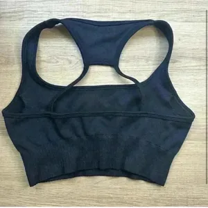Bo+Tee Black Ribbed Sports Bra with Gold Logo size Extra Small thumbnail 2