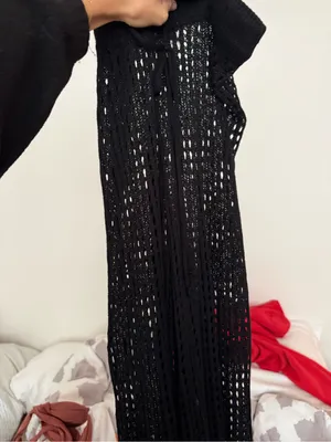 Nordstrom Black Crochet Wide-Leg Coverup Pants thumbnail 3