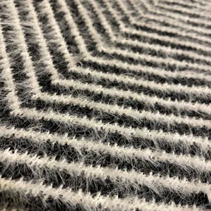 100% Acrylic Sweater. Womens. Small. Black & White Chevron. Fluffy Soft Texture. thumbnail 10