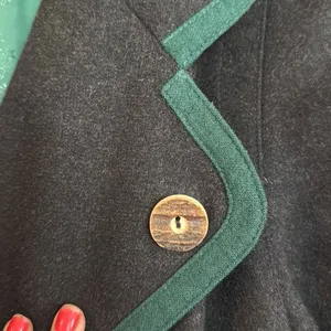 Julius Lang Vintage 100% new wool black and green peacoat 40 thumbnail 7