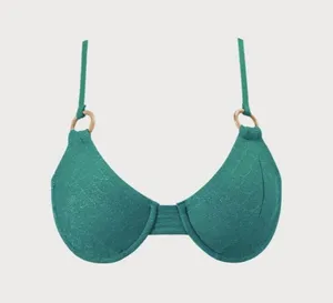 Berlook Dark Green Lurex Jacquard O-Ring Bikini Top ONLY 66 thumbnail 6