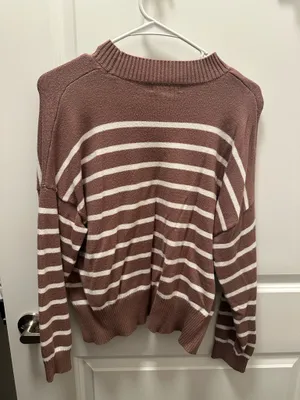 Brown Striped Sweater High Neck  thumbnail 2