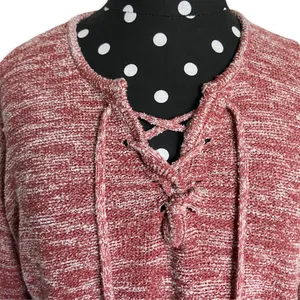Billabong Womens‎ Sweater Size Small Red Tidal Vibes Pullover Lace Up JV08TBTI thumbnail 4
