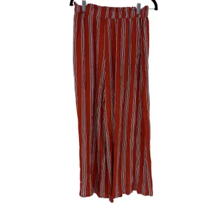 Simplee Rust Red Striped Wide Leg Pants Tie Waist Boho L‎ NWT thumbnail 3