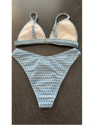 Seafolly Powder Blue & White Mesh Bikini Set size S thumbnail 5