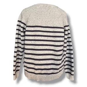 Boden Gray Navy Breton Stripe Wool Cotton Sweater Shoulder Button Nautical Large thumbnail 4