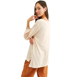 Free People Jade Long Sleeve Top M Ecru thumbnail 2