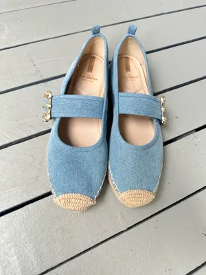 Sam Edelman Maddy Espadrille Mary Jane Ornate Buckle flats Montrose Blue Denim~9 thumbnail 2