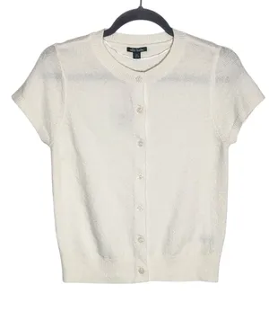 Wild Fable Cream Short Sleeve Button Down Cardigan Sweater Size XS NWT thumbnail 1
