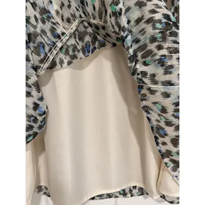 LOFT Leopard Print Metallic Chiffon Tiered Mini Dress Puff Sleeve NWT M thumbnail 4