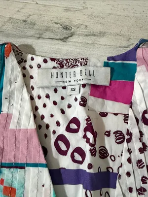 HUNTER BELL Tuckernuck Jenkins Mini Dress Patchwork Print Cotton Puff Sleeve thumbnail 9