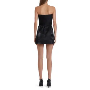 NWT Amanda Uprichard Fae Strapless Satin Mini Dress Black‎ Sz Medium thumbnail 2