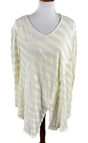 Free People We The Free Ivory Sheer Stripe Asymmetrical Tunic XS thumbnail 1