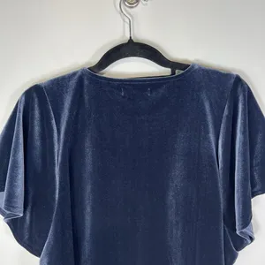 Madewell Size‎ Large Blue Short Sleeve Casual Boho Velvet Butterfly Blouse Top thumbnail 9