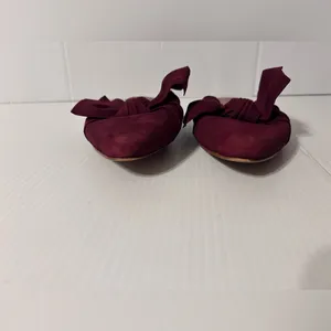 Madewell burgundy pointy toe bow slide mules shoes size 7.5 thumbnail 5