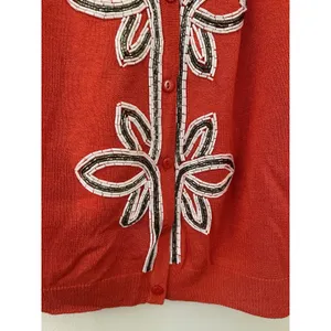 Michael Simon Beaded Embroidered Two Piece Modal Cardigan And Tank Top Set Sz L thumbnail 4