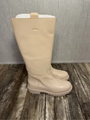 H&M Beige Tall Leathet Chunky Sole Boots Size 10 thumbnail 9