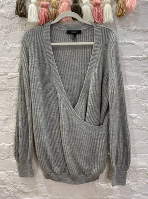 Forever 21 Grey Surplice Sweater thumbnail 2