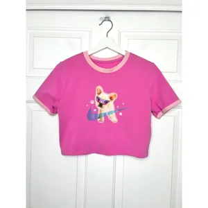 Nike Japan Cropped Pink French Bulldog‎ Graphic Tee XL thumbnail 2