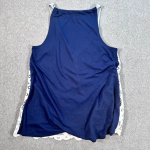 Altar'd State Lace Overlay Tank Top Women's Small Navy Blue/White Jersey Boho thumbnail 8