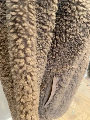 Abercrombie & Fitch Plush Teddy Zip-Up Jacket in taupe- grey color small thumbnail 3