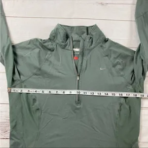 Nike Womens Green Fit Dry 1/4 Zip Long Sleeves Activewear PulloverSize L (12-14) thumbnail 6