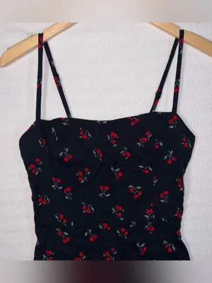 Reformation Womens Cherry Print A Line Mini Sun Dress Size 10 thumbnail 4