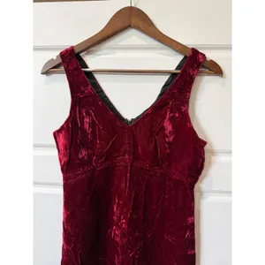 Vintage 90s TRIPP NYC Burgundy Velvet Mini Dress Medium Whimsigoth Goth thumbnail 3