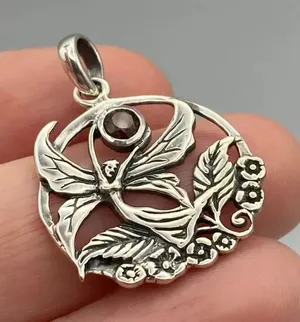 Smoky Quartz Sterling Silver Fairy Pendant thumbnail 1