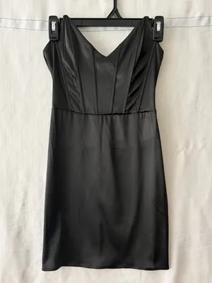 Windsor women’s Size S Black Satin Bodycon Mini Dress NWT(A500)✨ thumbnail 3
