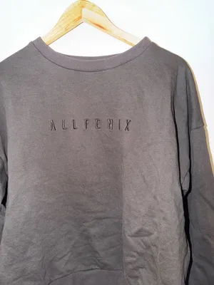 Allfenix Spell Out Womens Charcoal Crewneck Sweatshirt thumbnail 3