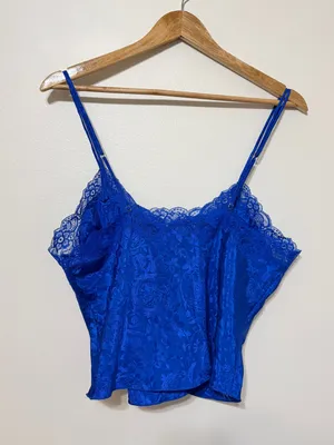 Victoria’s Secret Royal Blue Babydoll Lace Tank Top Size Medium Y2K 90s 2000s thumbnail 5